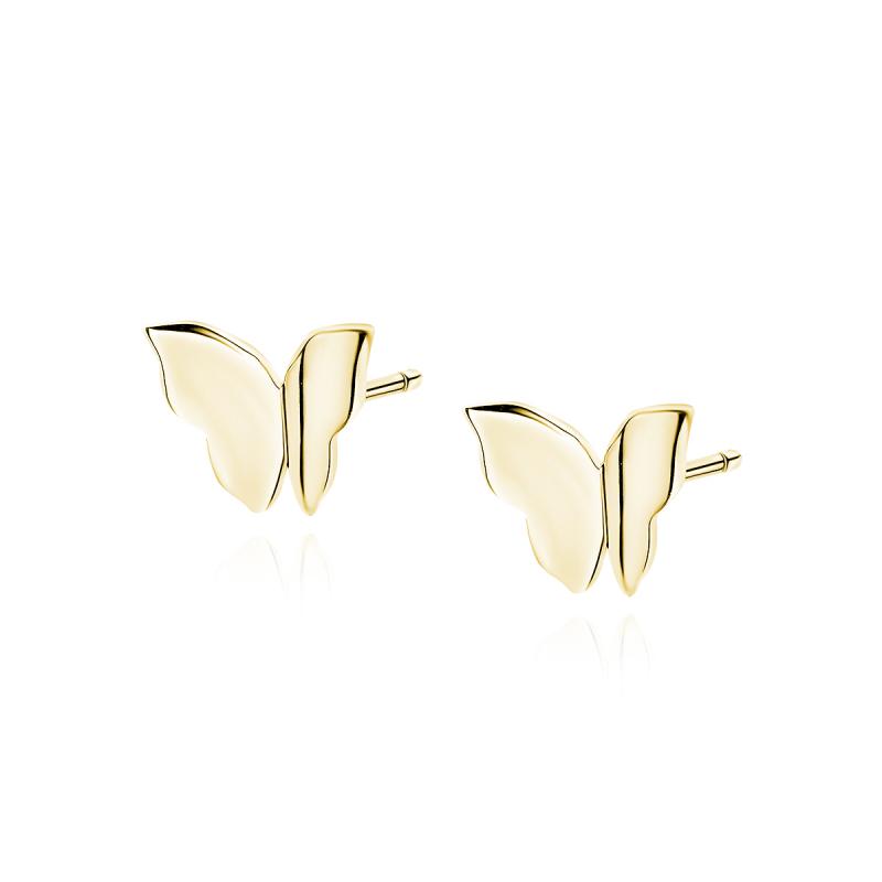 Cercei argint placati cu aur galben fluture DiAmanti Z1803EG-DIA